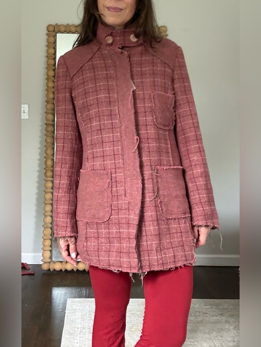 Buckle BKE Outerwear Raw Edge Distressed Wool Coat